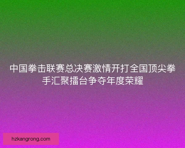 中国拳击联赛总决赛激情开打全国顶尖拳手汇聚擂台争夺年度荣耀